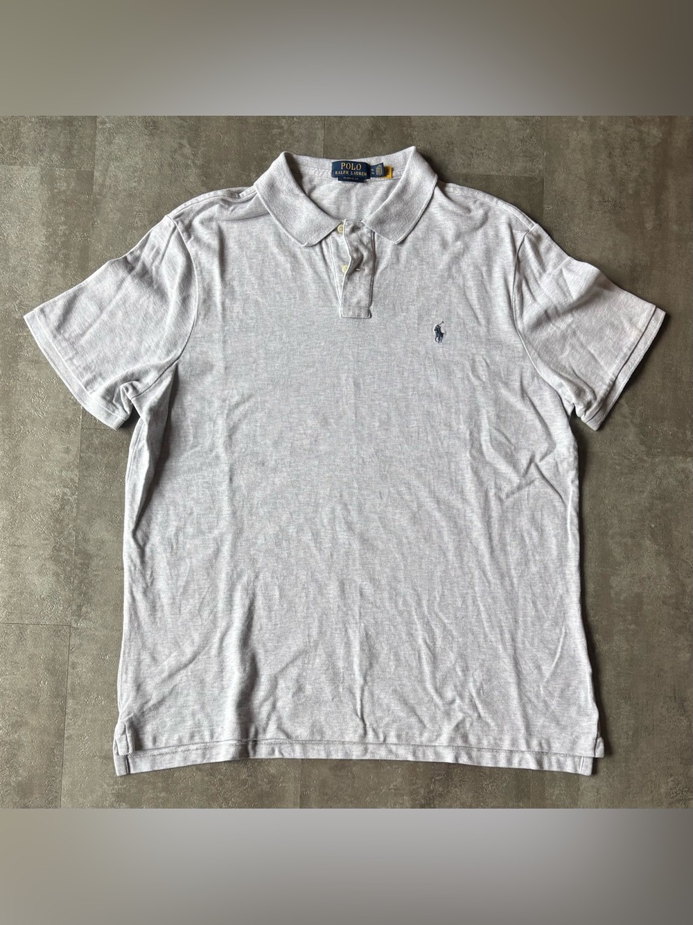 Polo Ralph Lauren Iconic Mesh Polo Shirt Mens XL Classic Fit Gray Blue Pony